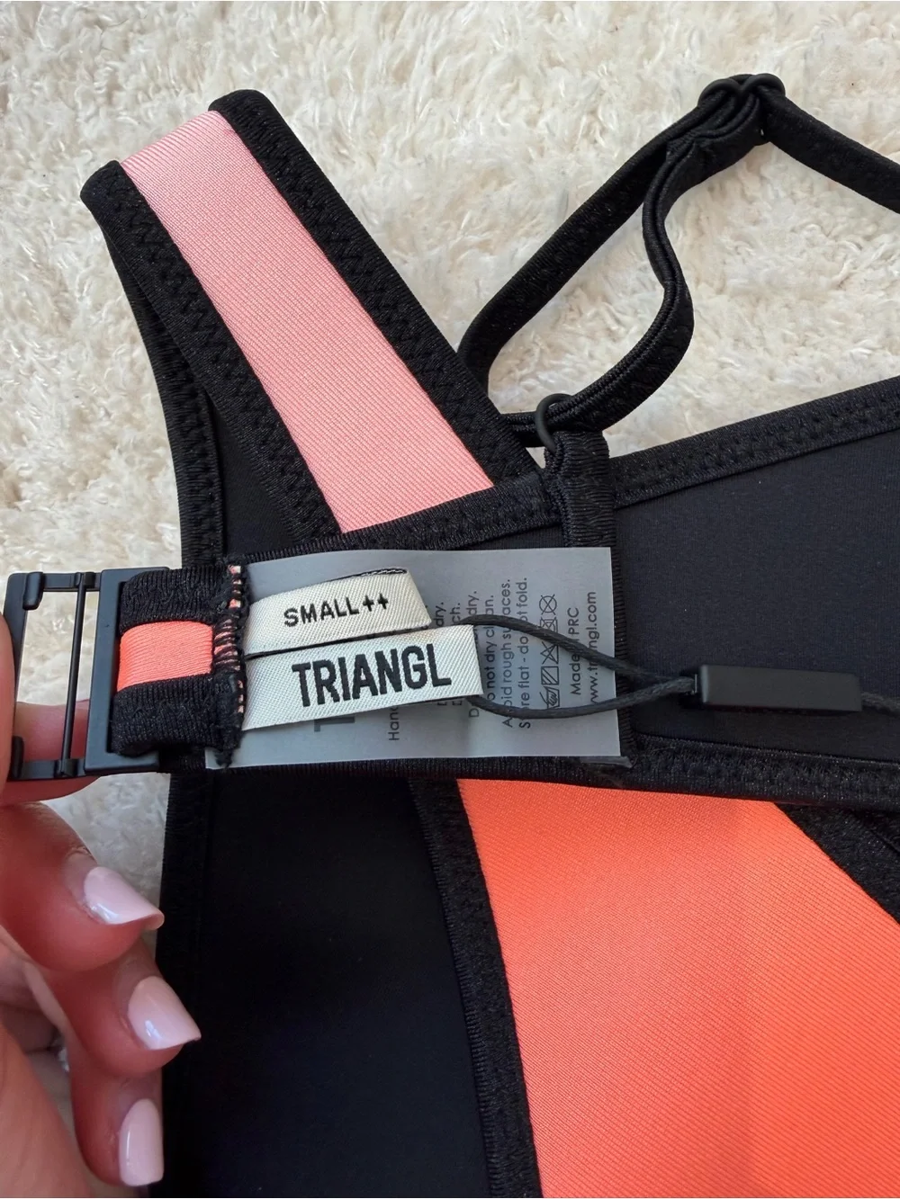 Triangl swimwear Coral-Peach & Black Neoprene Bikini